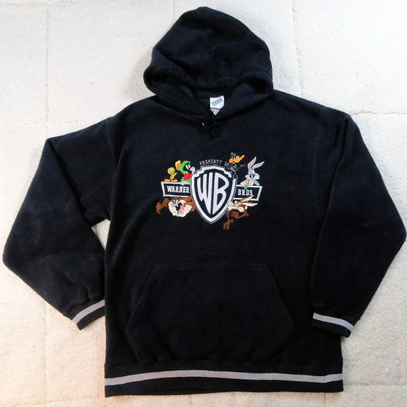Vintage Looney Tunes WB Char's Black Hoodie Small - Picture 1 of 6